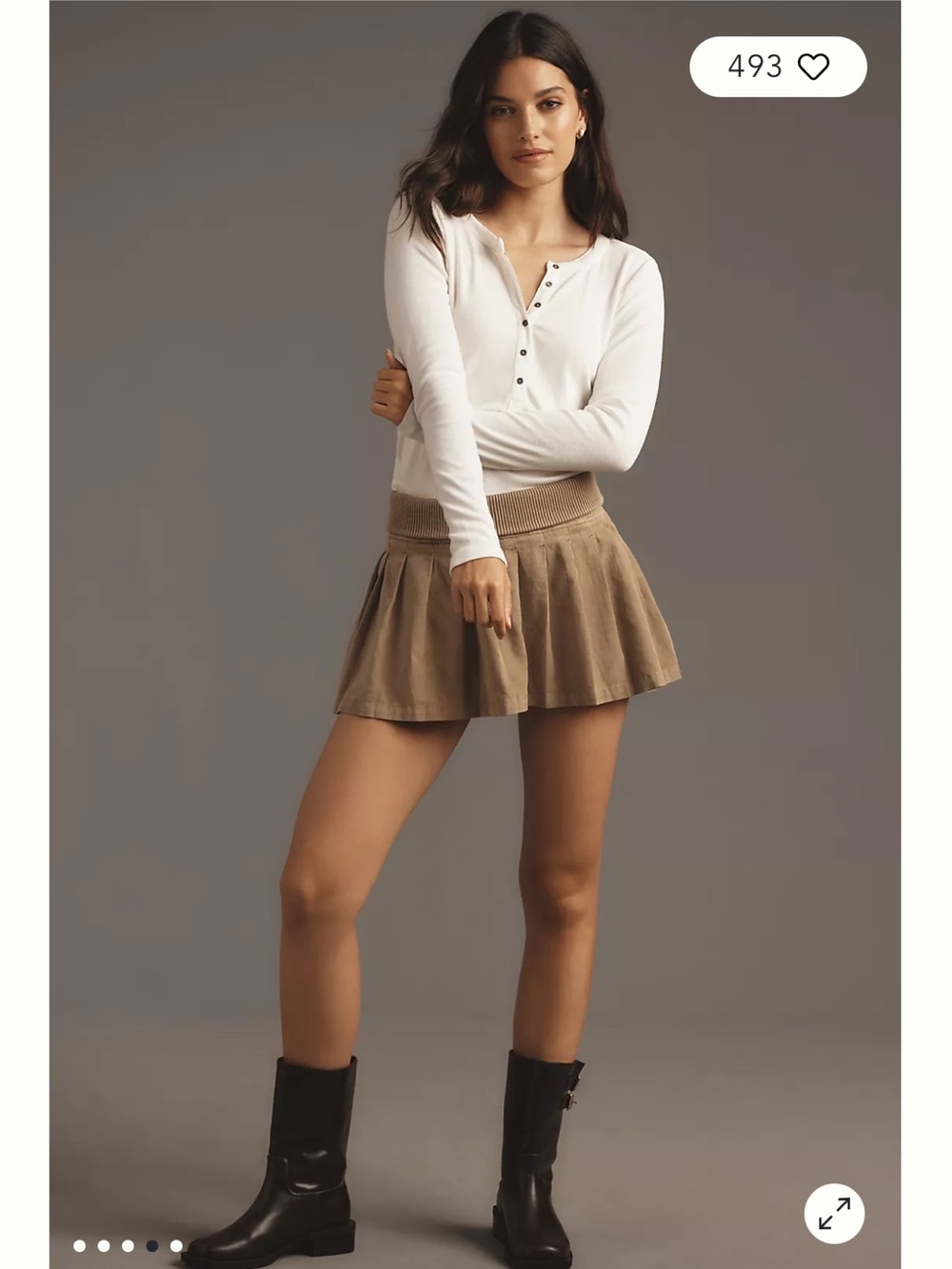 NWT Pilcro Anthropologie Pleated Circle Skort in Tan Sz M